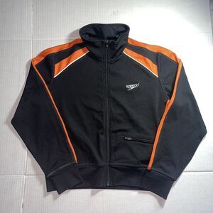 Speedo Swimming Track Warm Up Jacket Full Zip Black Orange Women Medium NWT
